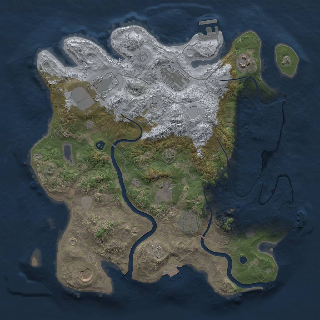 Rust Map: Procedural Map, Size: 3500, Seed: 1029781210, 13 Monuments