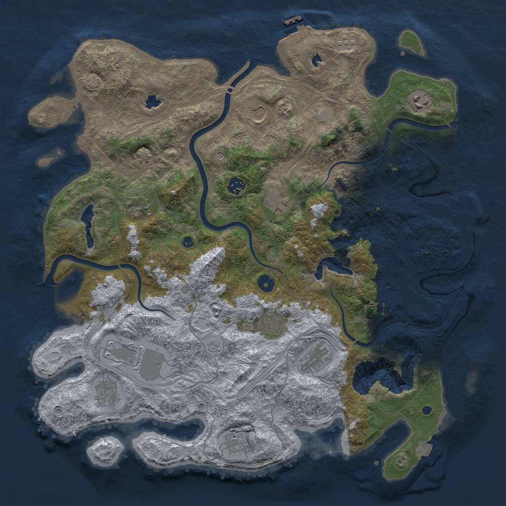 Rust Map: Procedural Map, Size: 4500, Seed: 1743984595, 17 Monuments