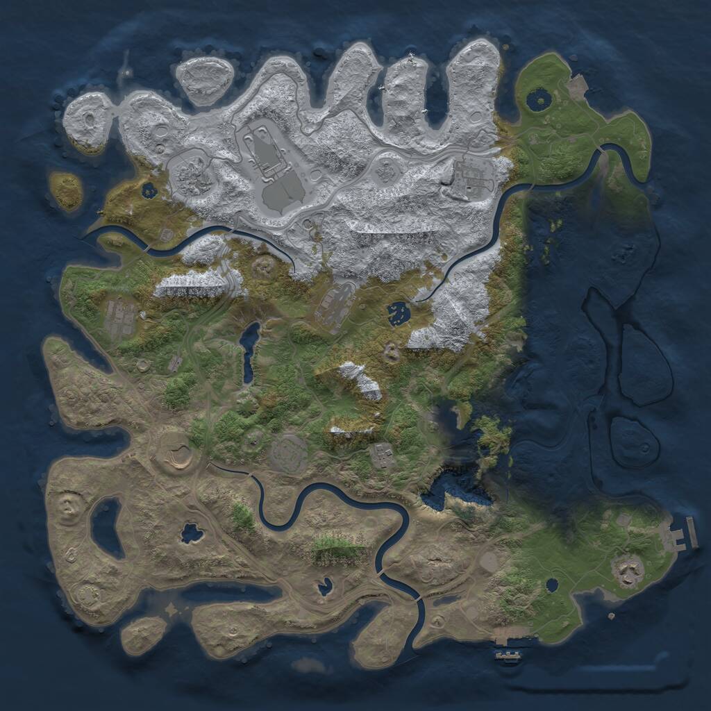 Rust Map: Procedural Map, Size: 4500, Seed: 337275884, 17 Monuments