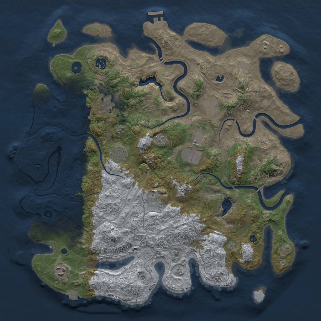 Rust Map: Procedural Map, Size: 4250, Seed: 2090342676, 14 Monuments