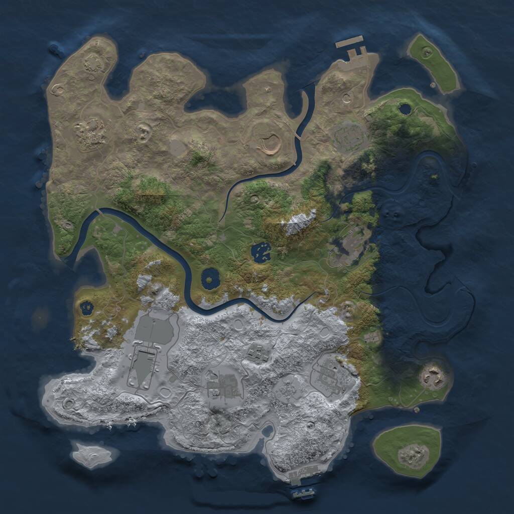 Rust Map: Procedural Map, Size: 3700, Seed: 480723660, 16 Monuments