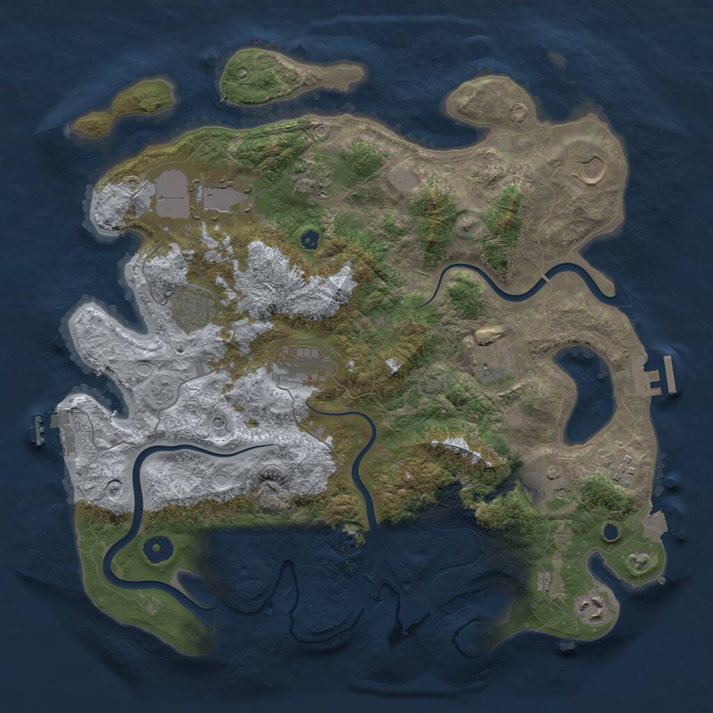 Rust Map: Procedural Map, Size: 3800, Seed: 1325970065, 15 Monuments