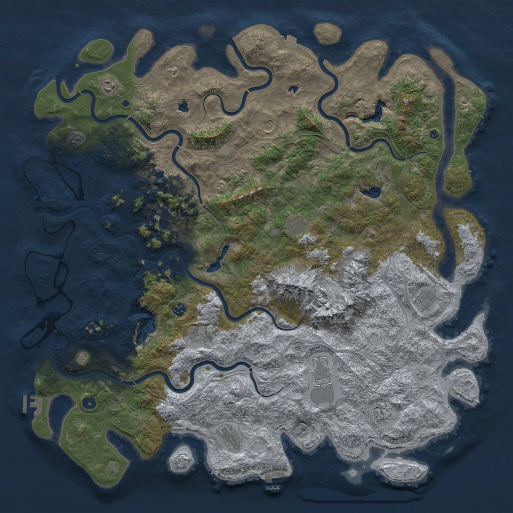 Rust Map: Procedural Map, Size: 5800, Seed: 1310276406, 17 Monuments