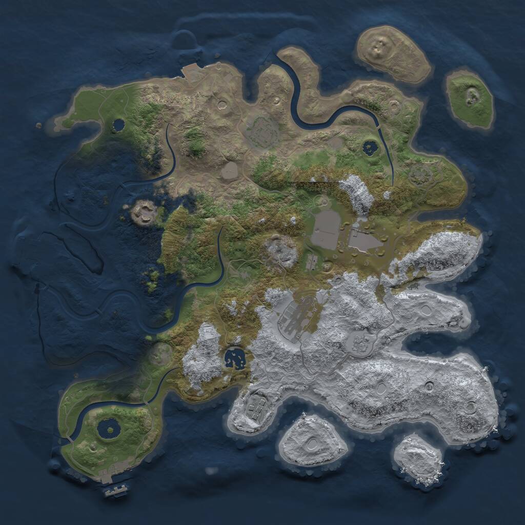 Rust Map: Procedural Map, Size: 3600, Seed: 805650, 12 Monuments