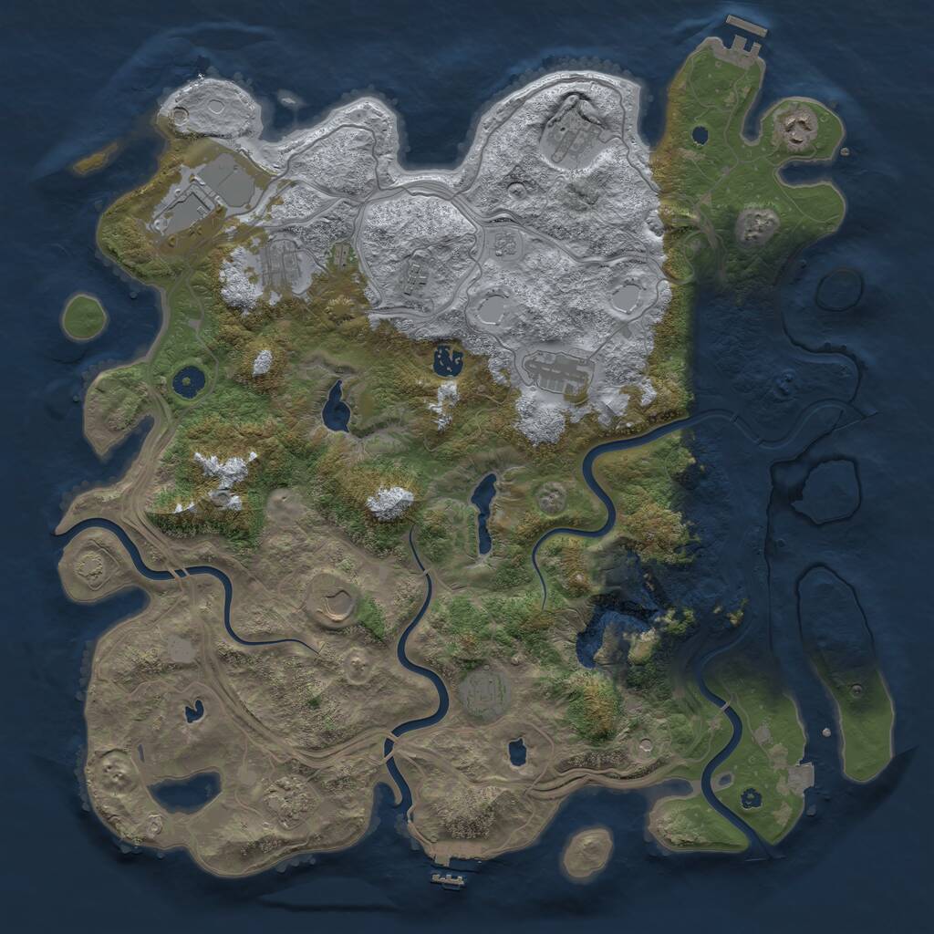 Rust Map: Procedural Map, Size: 4500, Seed: 640730, 16 Monuments