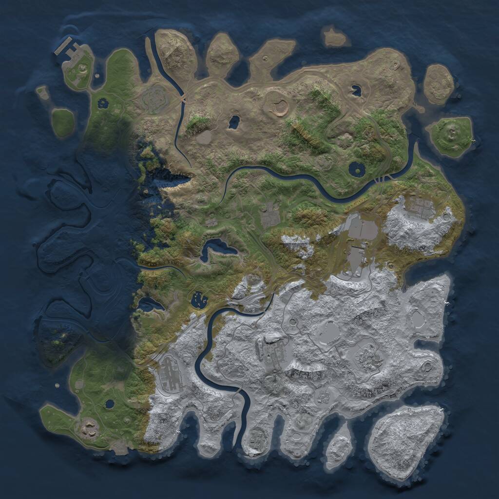 Rust Map: Procedural Map, Size: 4500, Seed: 614824508, 16 Monuments