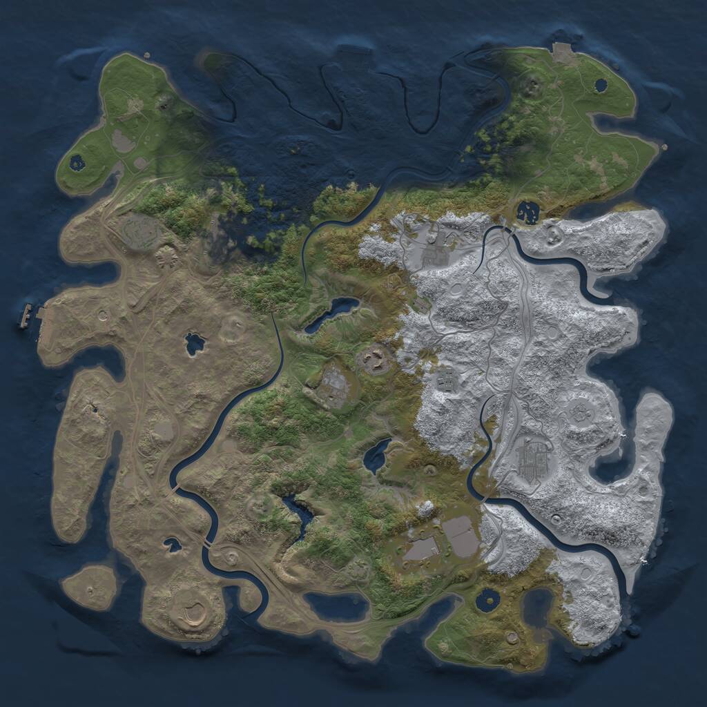 Rust Map: Procedural Map, Size: 4500, Seed: 213840016, 16 Monuments