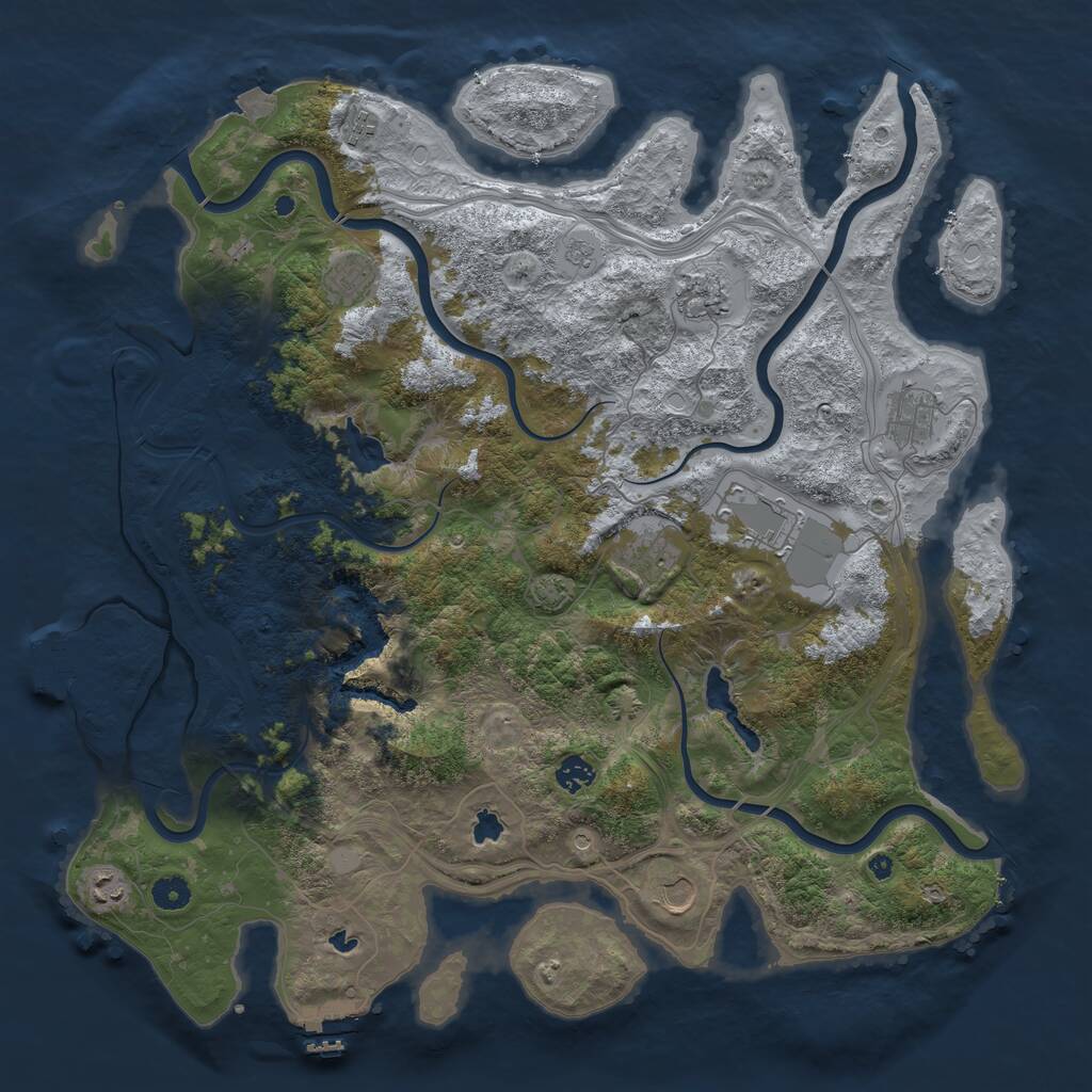Rust Map: Procedural Map, Size: 4500, Seed: 1214259657, 15 Monuments