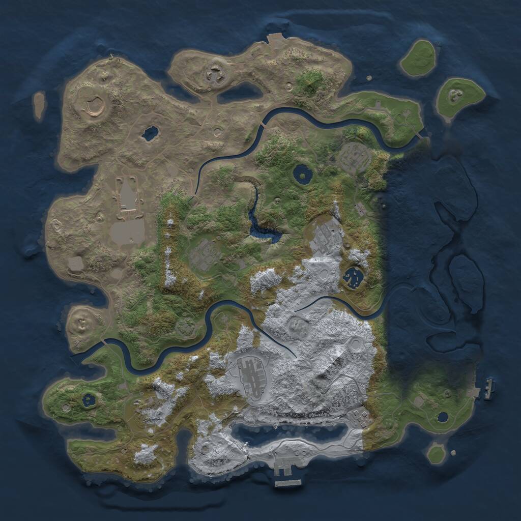 Rust Map: Procedural Map, Size: 4000, Seed: 2079009299, 15 Monuments