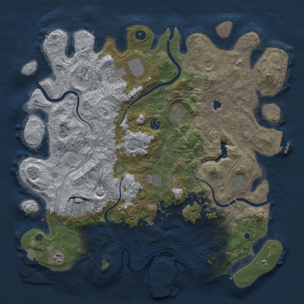 Rust Map: Procedural Map, Size: 4400, Seed: 5551515, 16 Monuments