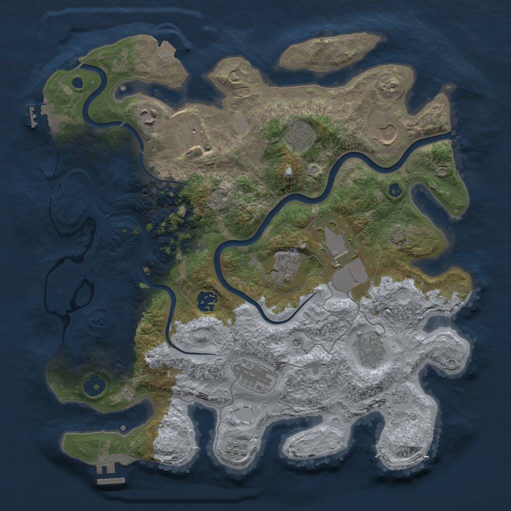 Rust Map: Procedural Map, Size: 3750, Seed: 38788674, 16 Monuments