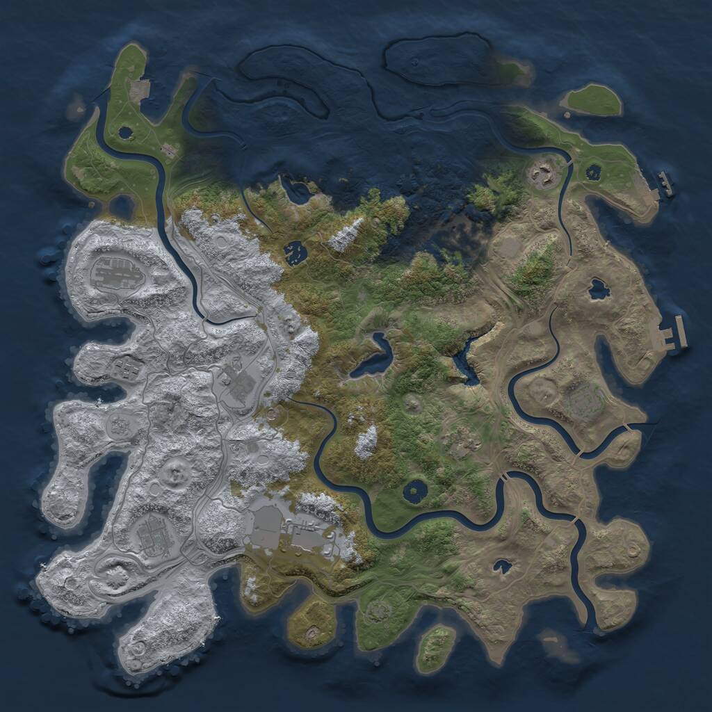Rust Map: Procedural Map, Size: 4500, Seed: 1734777526, 16 Monuments