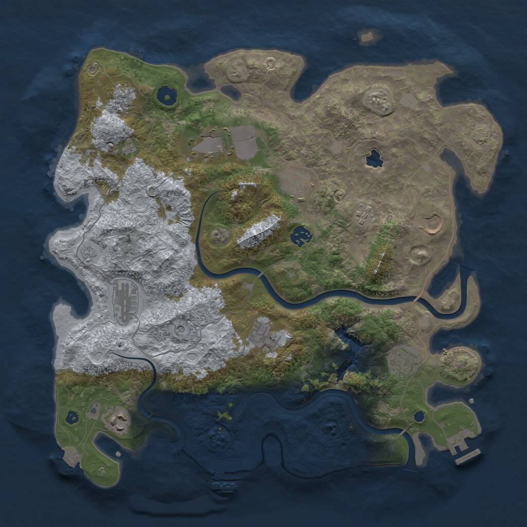 Rust Map: Procedural Map, Size: 4000, Seed: 225798380, 16 Monuments