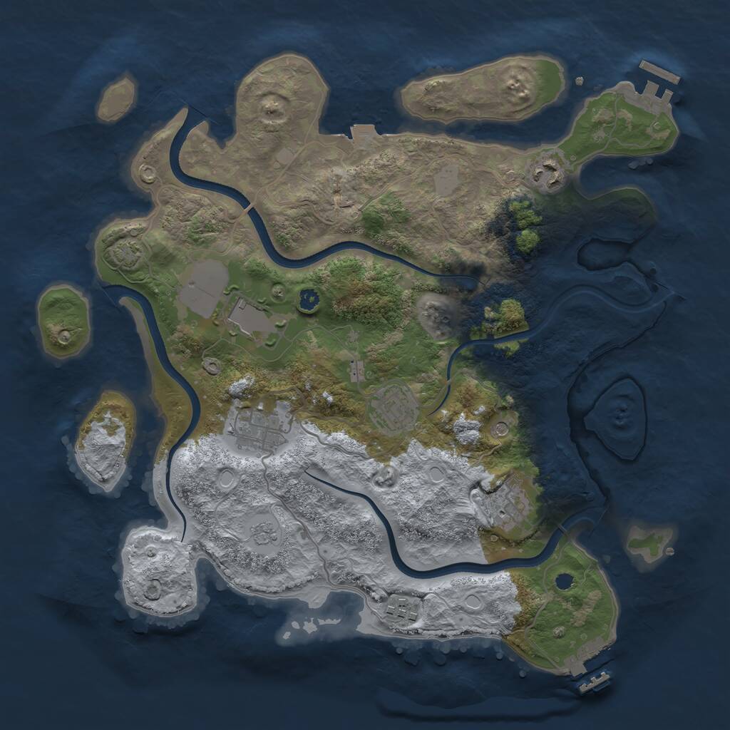 Rust Map: Procedural Map, Size: 3500, Seed: 646981251, 12 Monuments