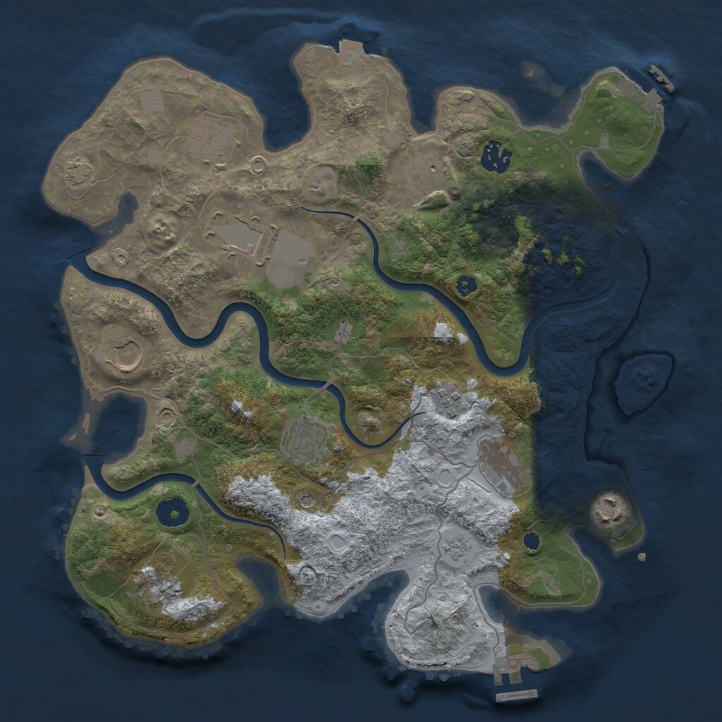 Rust Map: Procedural Map, Size: 3500, Seed: 637184629, 16 Monuments