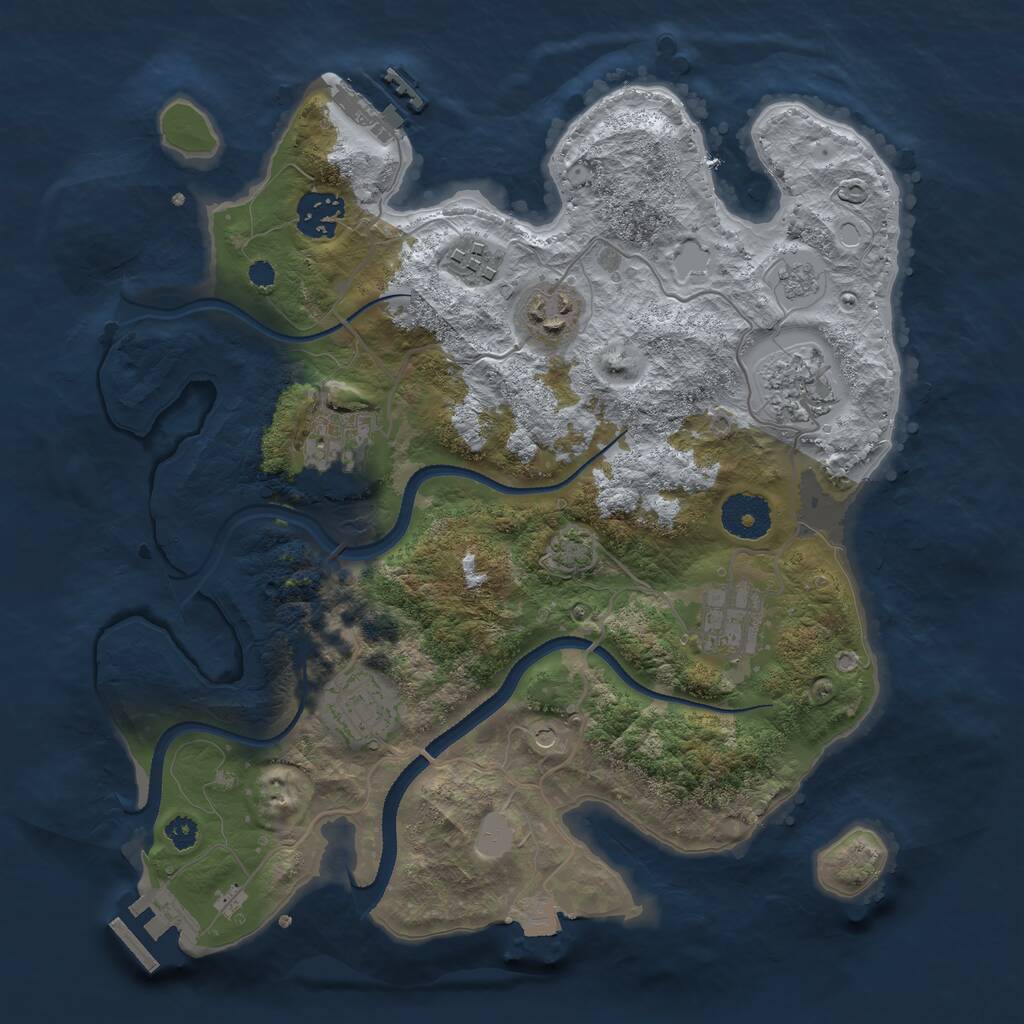 Rust Map: Procedural Map, Size: 3200, Seed: 774152, 13 Monuments