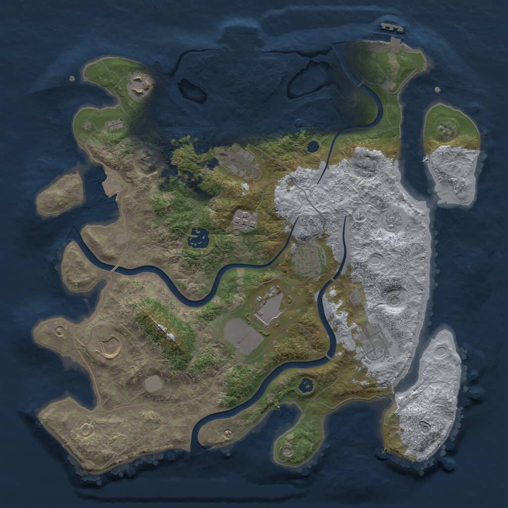 Rust Map: Procedural Map, Size: 3500, Seed: 1253657115, 14 Monuments