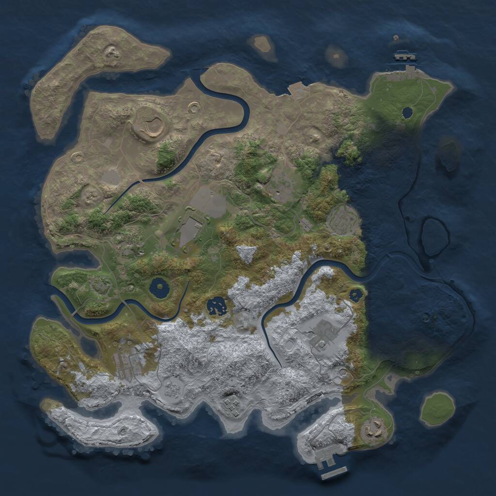 Rust Map: Procedural Map, Size: 3750, Seed: 433454, 16 Monuments