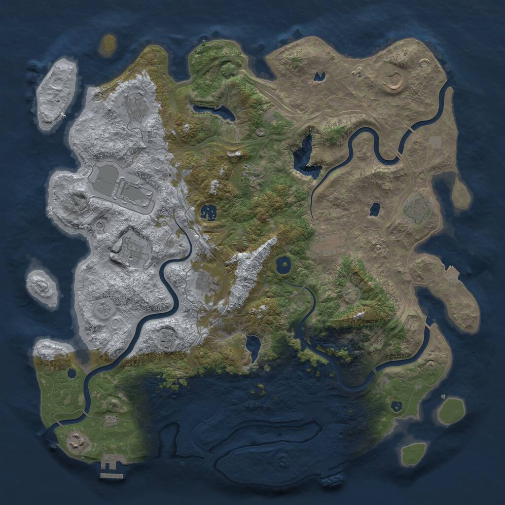 Rust Map: Procedural Map, Size: 4500, Seed: 3050981, 17 Monuments