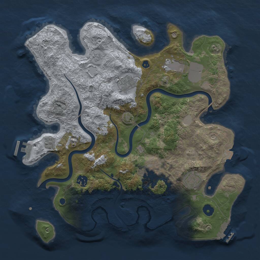 Rust Map: Procedural Map, Size: 3500, Seed: 1484846634, 12 Monuments