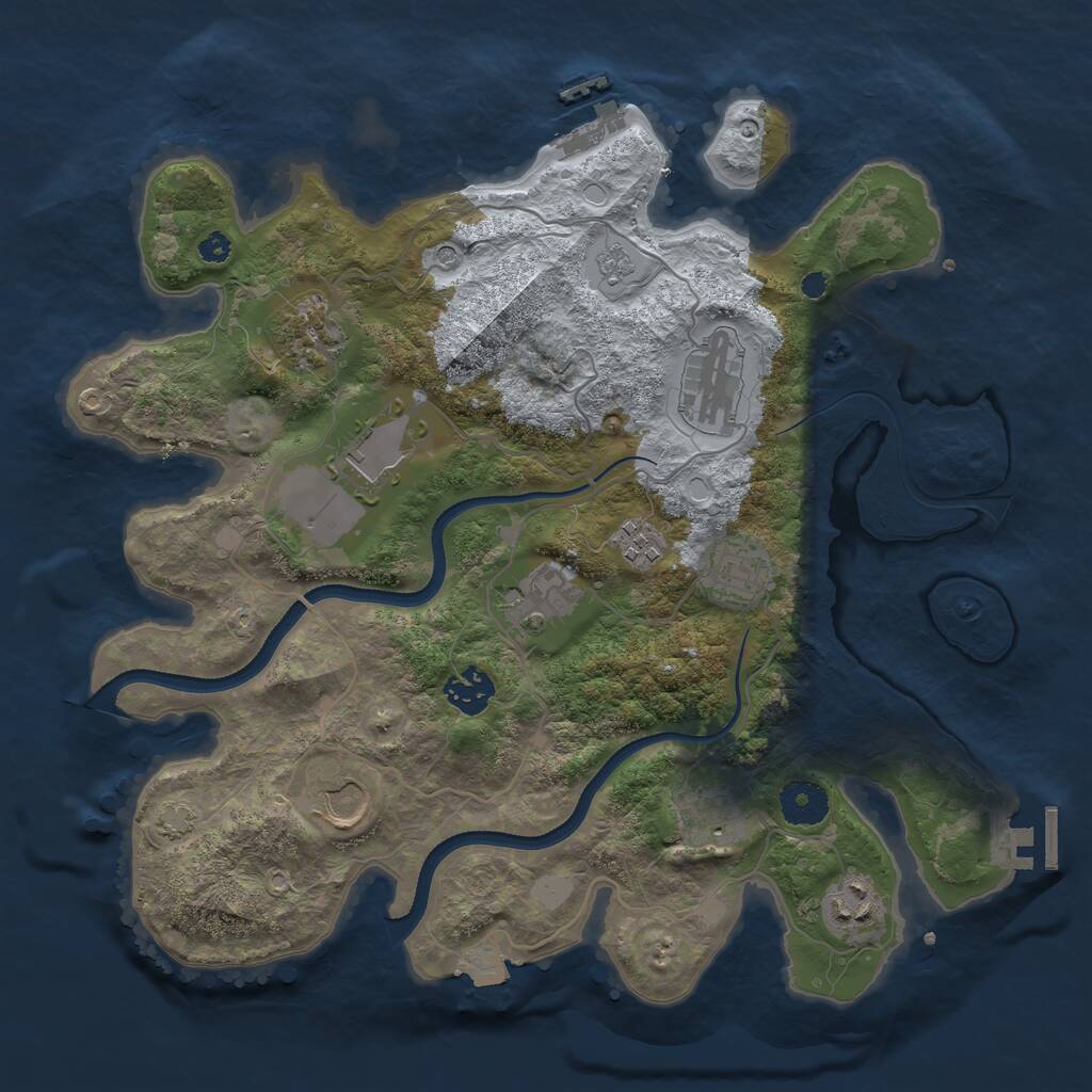 Rust Map: Procedural Map, Size: 3500, Seed: 5523311, 16 Monuments