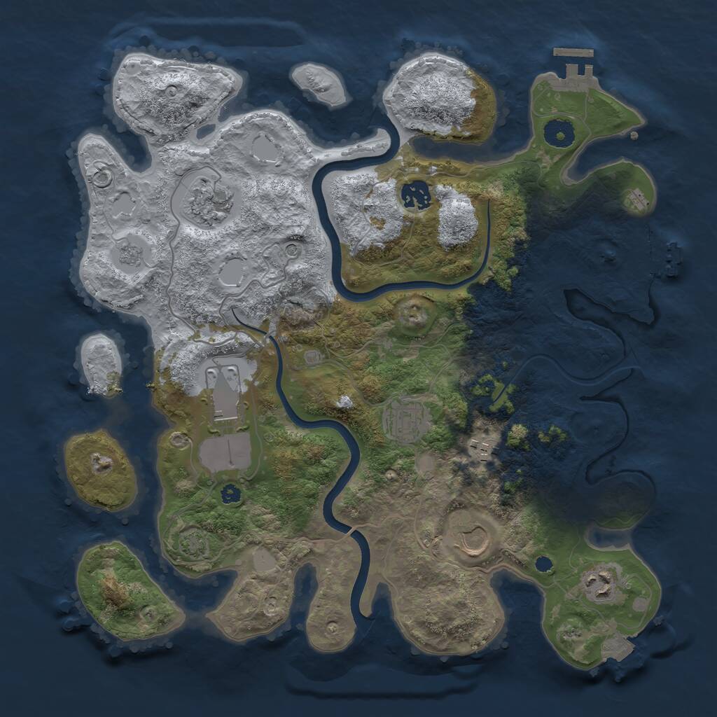 Rust Map: Procedural Map, Size: 3600, Seed: 889240613, 13 Monuments