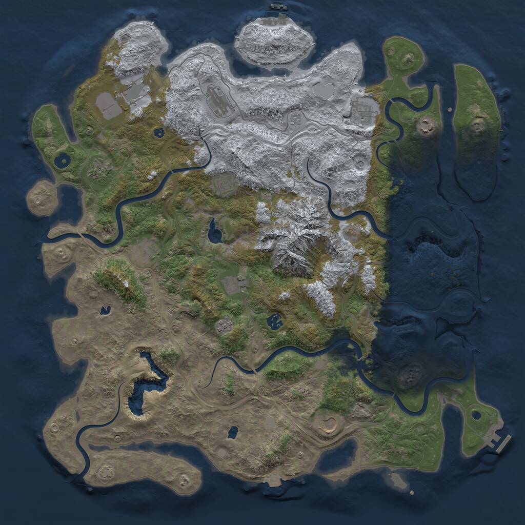 Rust Map: Procedural Map, Size: 5000, Seed: 1366701410, 17 Monuments