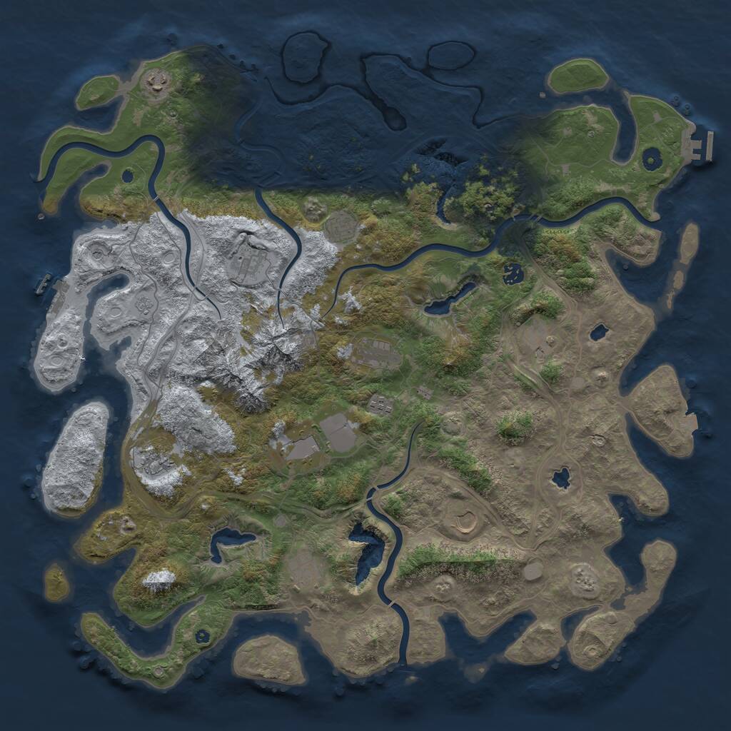 Rust Map: Procedural Map, Size: 5000, Seed: 1949233526, 17 Monuments