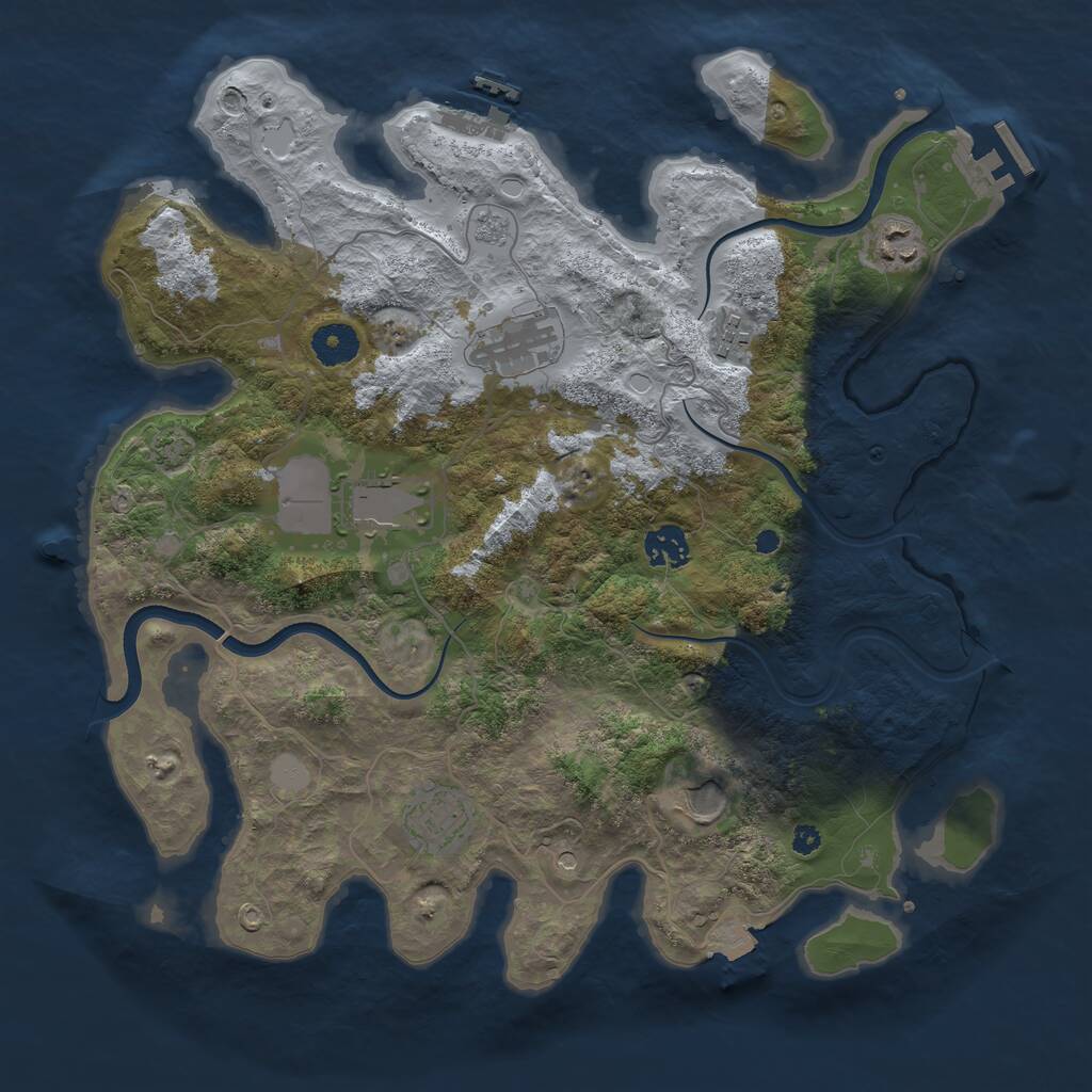 Rust Map: Procedural Map, Size: 3700, Seed: 1411784068, 13 Monuments