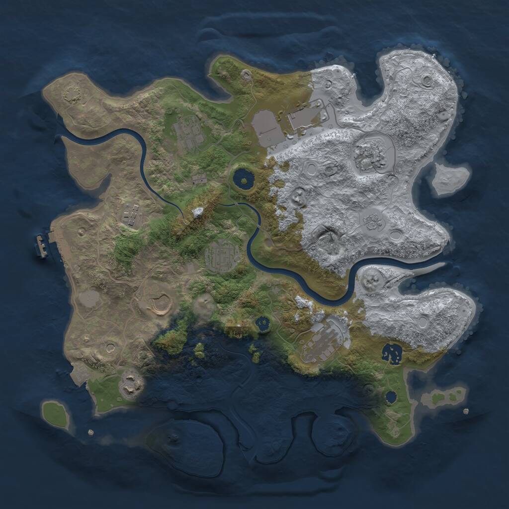 Rust Map: Procedural Map, Size: 3600, Seed: 999973, 14 Monuments