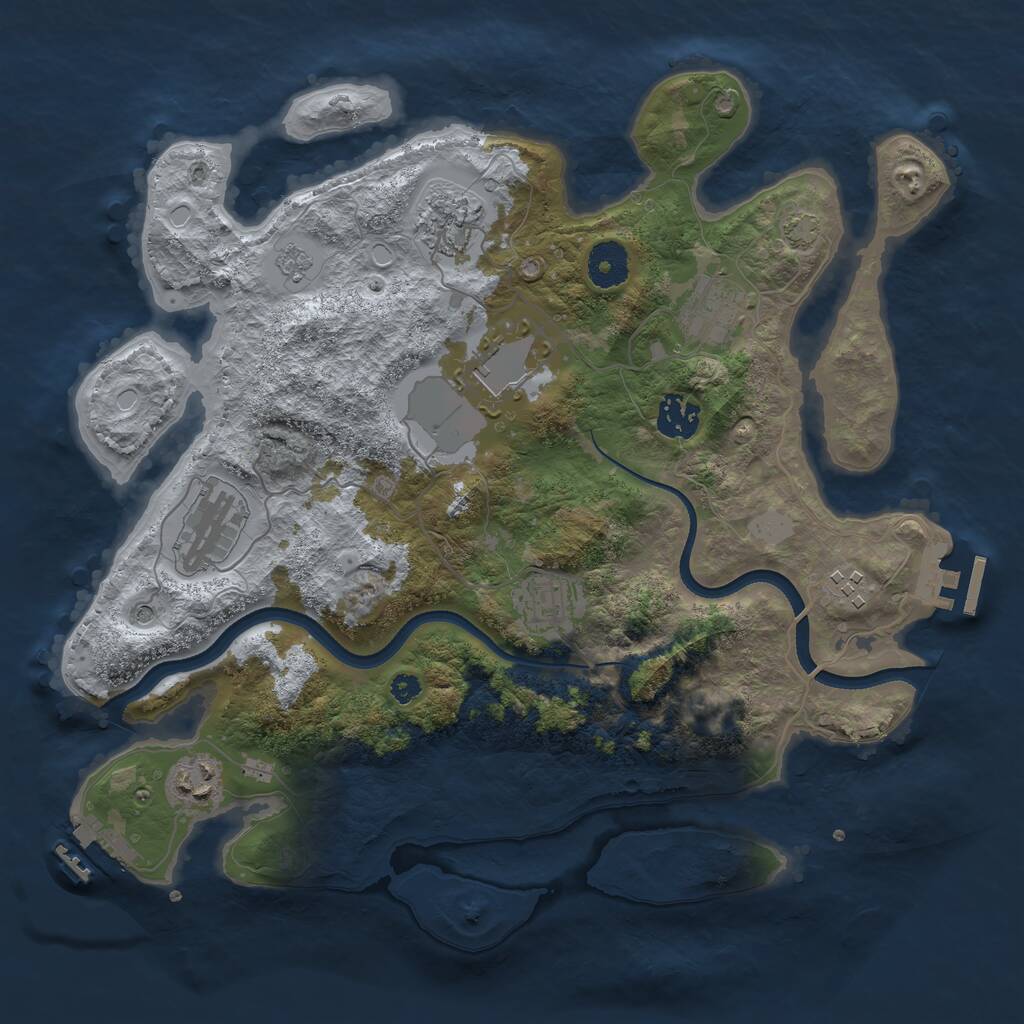 Rust Map: Procedural Map, Size: 3500, Seed: 895718680, 14 Monuments