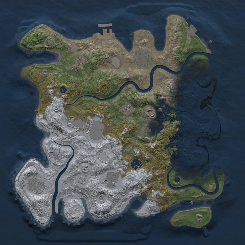 Rust Map: Procedural Map, Size: 3500, Seed: 1853531936, 14 Monuments