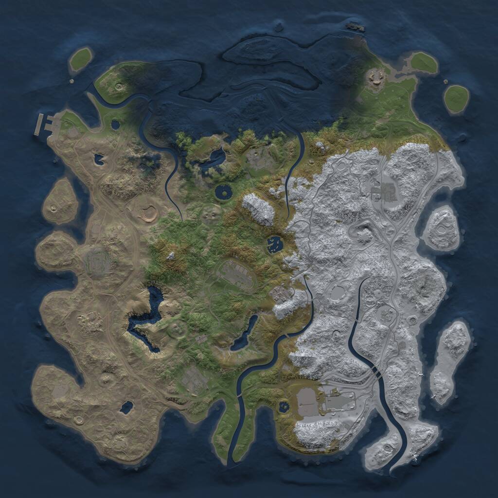Rust Map: Procedural Map, Size: 4500, Seed: 1751999022, 17 Monuments