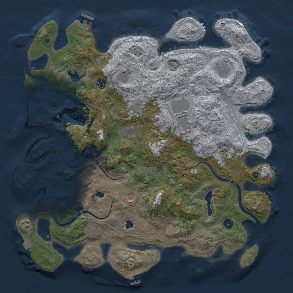 Rust Map: Procedural Map, Size: 4500, Seed: 938365749, 16 Monuments