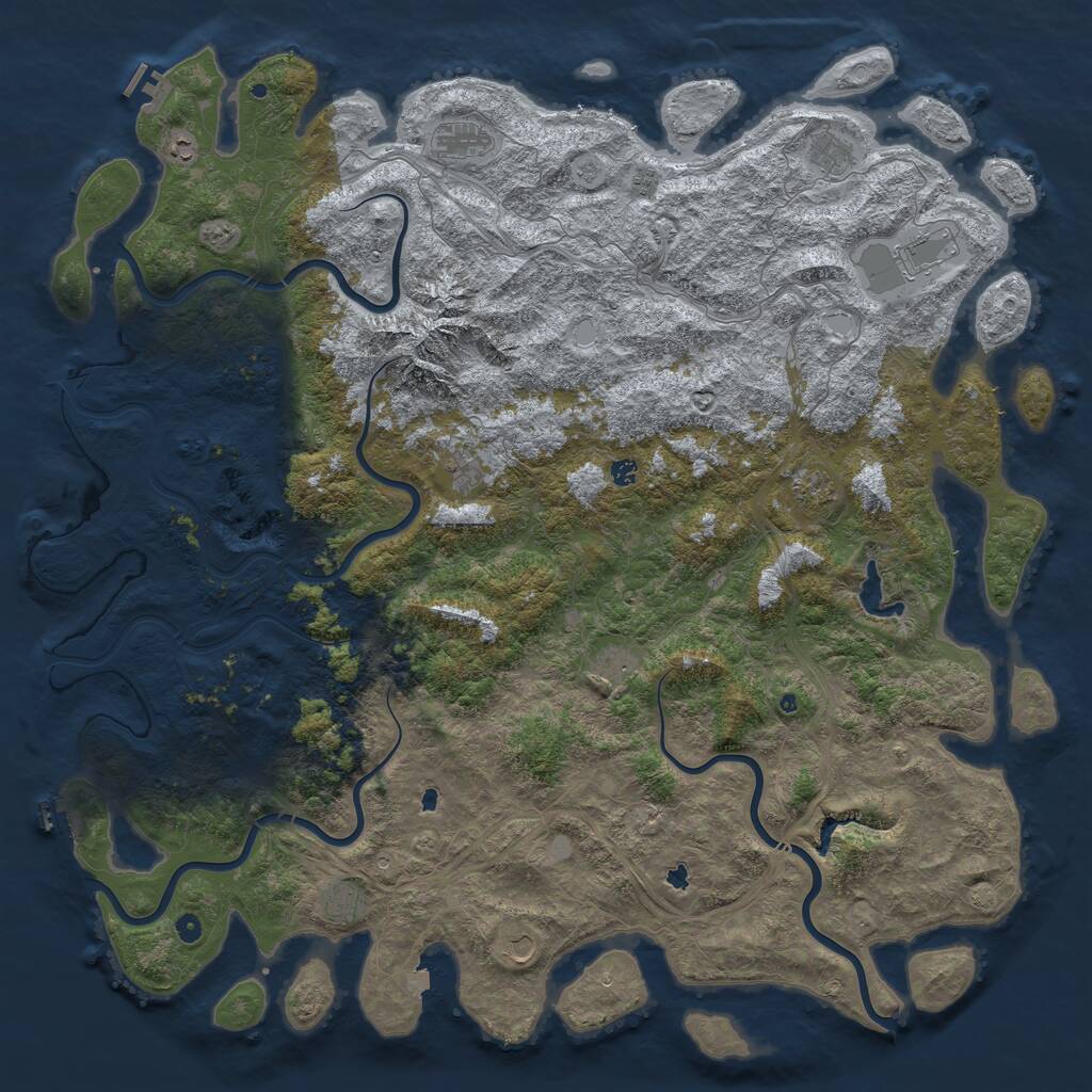 Rust Map: Procedural Map, Size: 6000, Seed: 1354707927, 17 Monuments