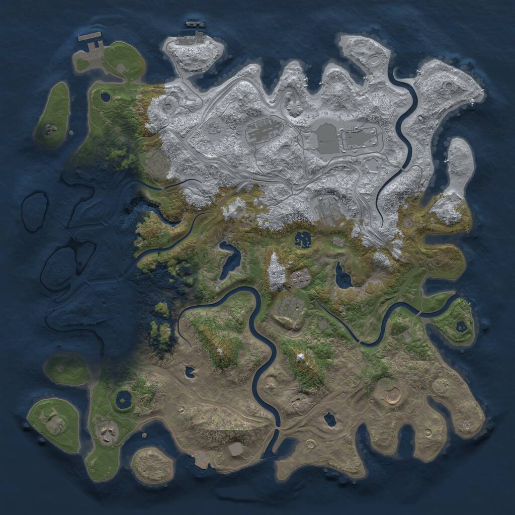 Rust Map: Procedural Map, Size: 4500, Seed: 853338428, 15 Monuments