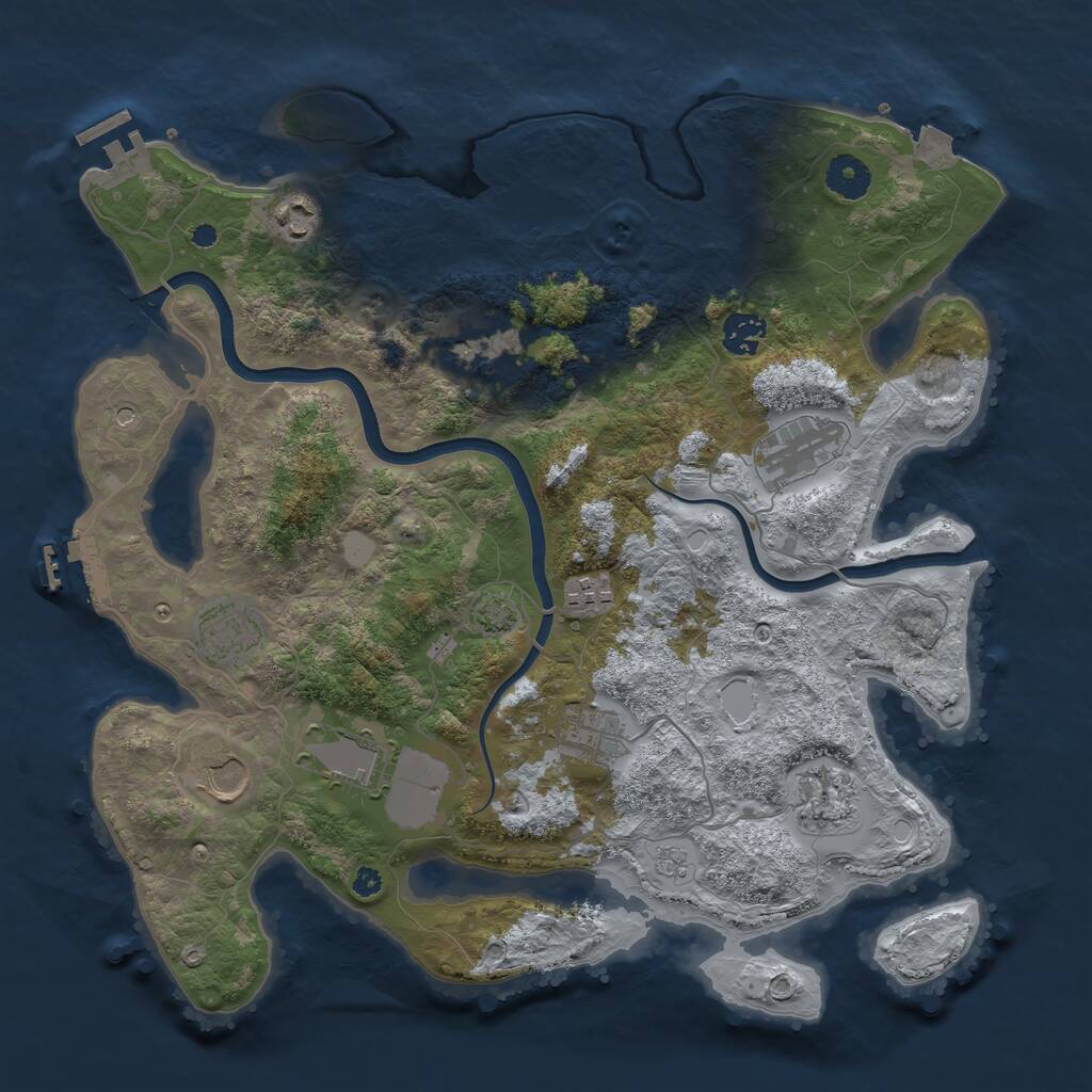 Rust Map: Procedural Map, Size: 3750, Seed: 1193625318, 16 Monuments