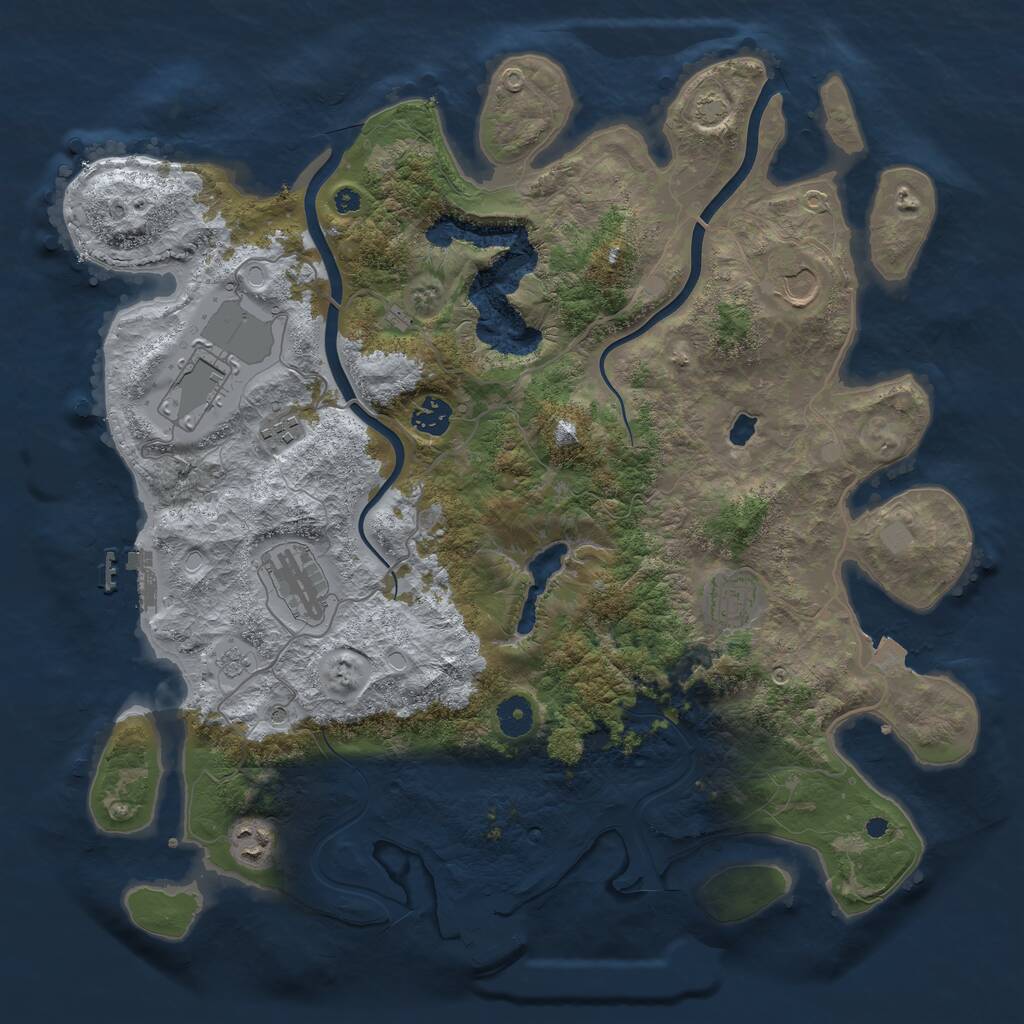 Rust Map: Procedural Map, Size: 4000, Seed: 1633640263, 13 Monuments