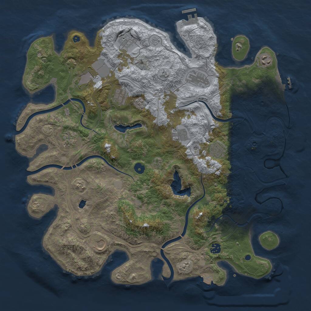 Rust Map: Procedural Map, Size: 4400, Seed: 893087630, 17 Monuments