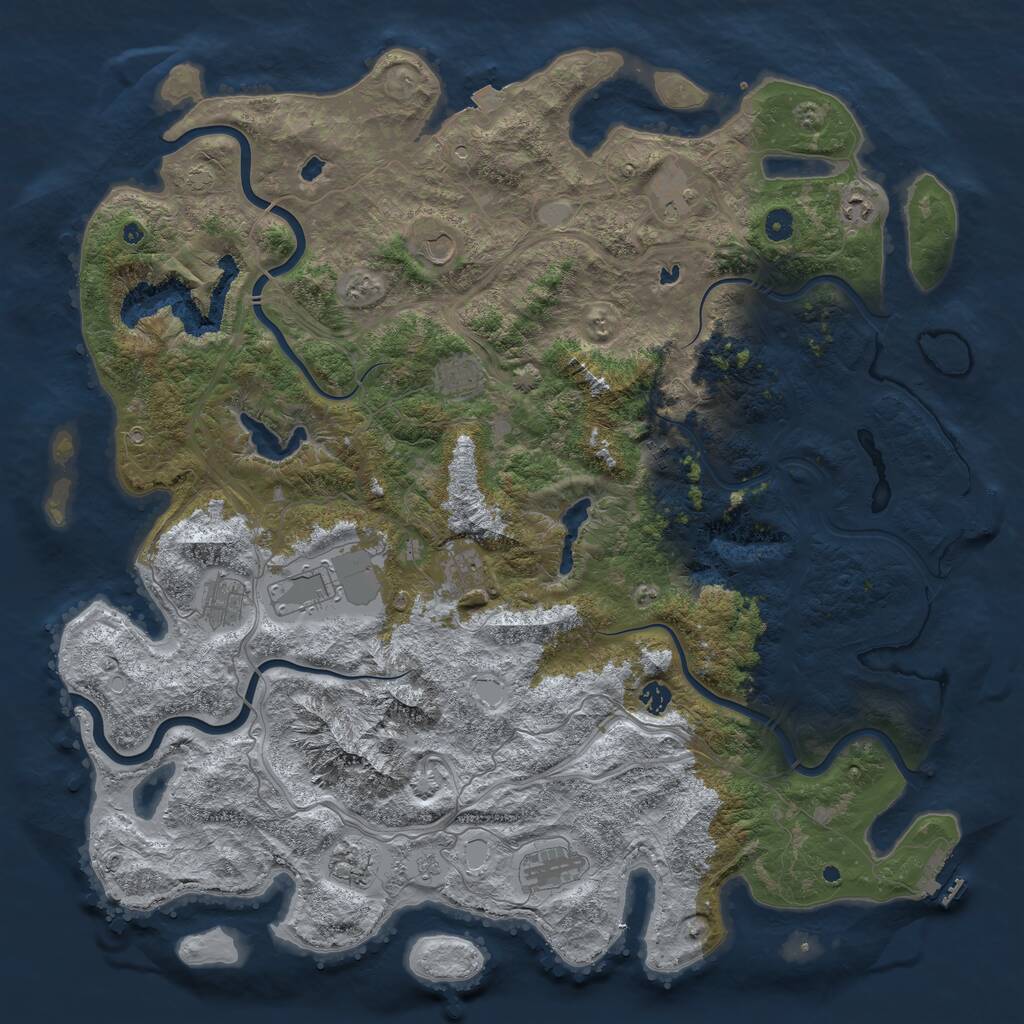 Rust Map: Procedural Map, Size: 5000, Seed: 364193236, 17 Monuments