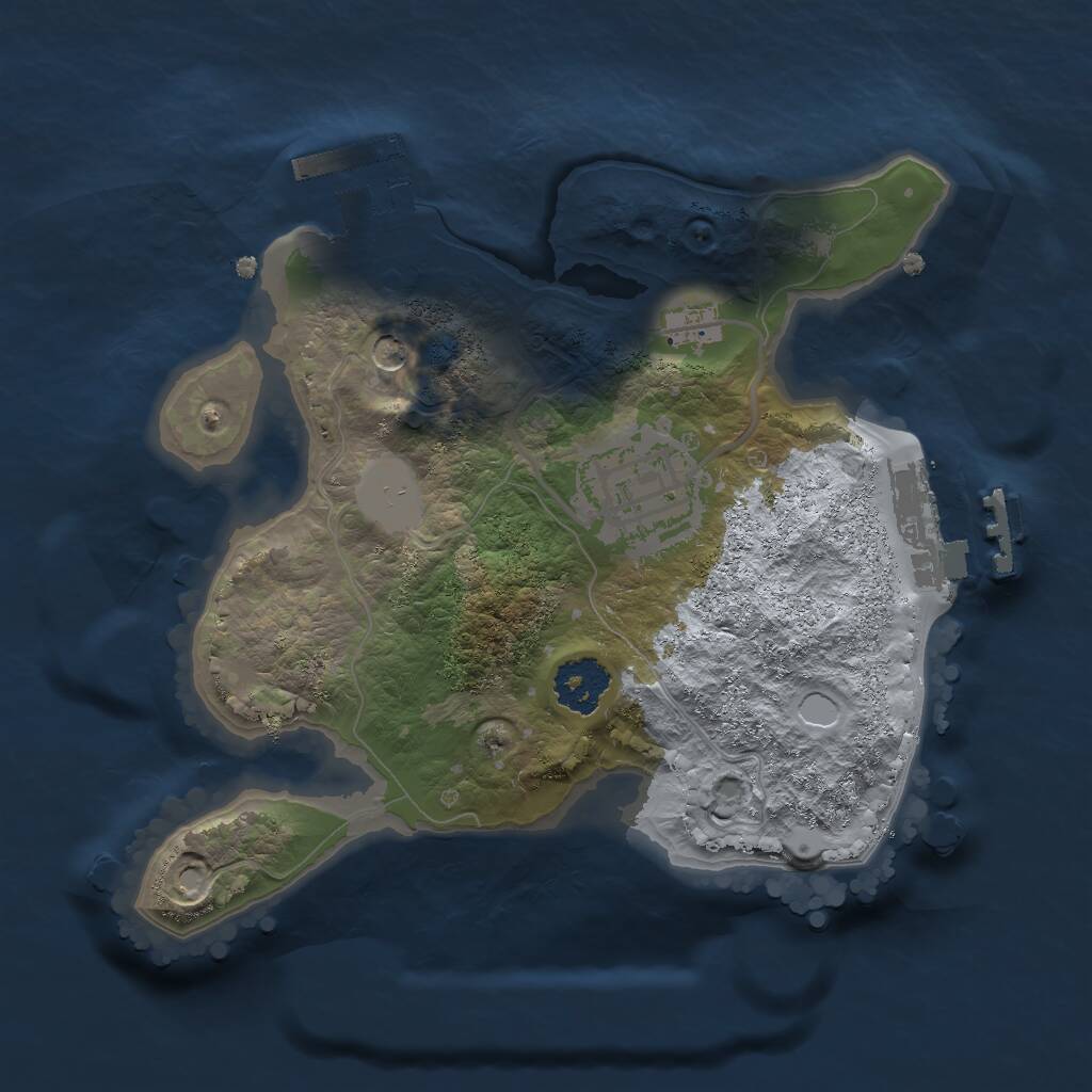 Rust Map: Procedural Map, Size: 2000, Seed: 1707905216, 5 Monuments
