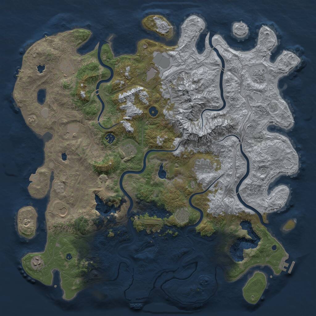 Rust Map: Procedural Map, Size: 5000, Seed: 889538489, 17 Monuments