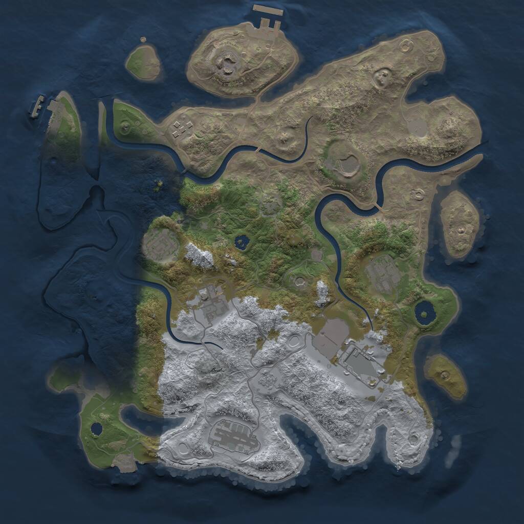Rust Map: Procedural Map, Size: 3500, Seed: 422841103, 14 Monuments