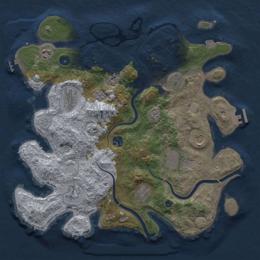 Rust Map: Procedural Map, Size: 3750, Seed: 400464, 15 Monuments