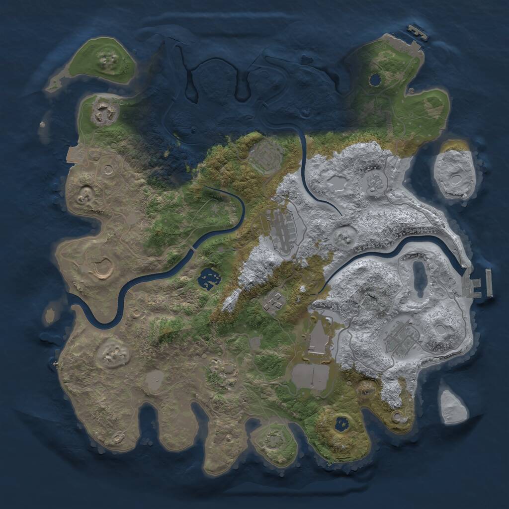 Rust Map: Procedural Map, Size: 3600, Seed: 222283337, 15 Monuments