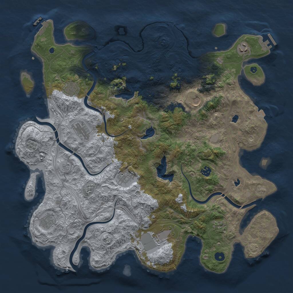 Rust Map: Procedural Map, Size: 4500, Seed: 785637, 16 Monuments