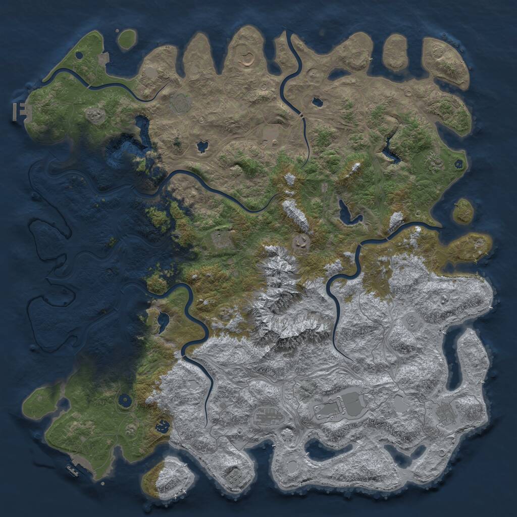 Rust Map: Procedural Map, Size: 5800, Seed: 1181360255, 17 Monuments