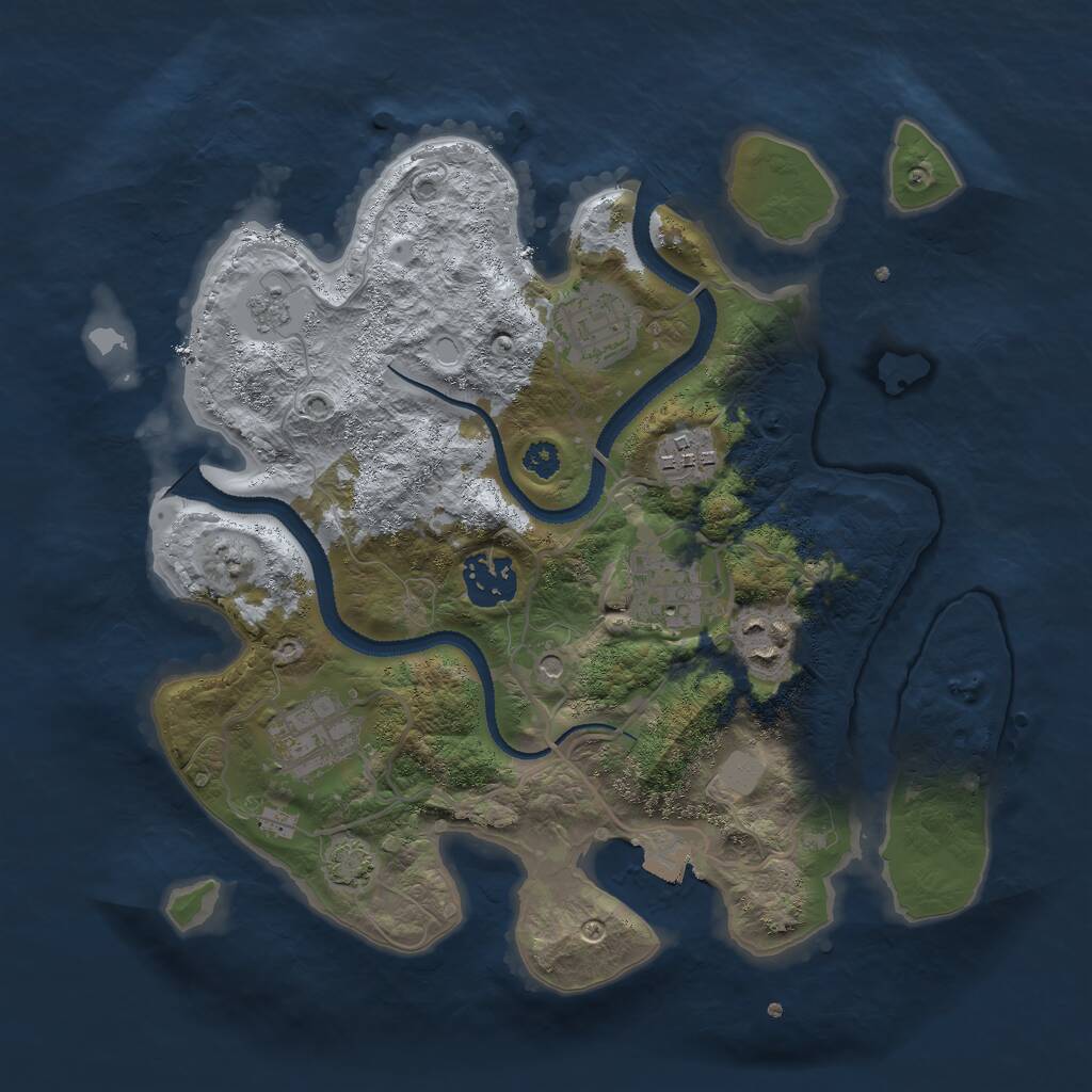 Rust Map: Procedural Map, Size: 3000, Seed: 2079922292, 10 Monuments