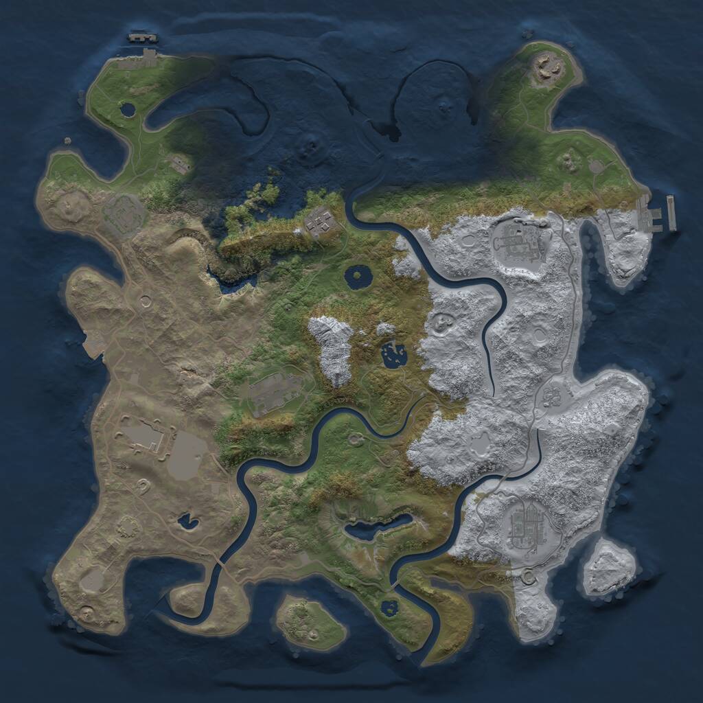 Rust Map: Procedural Map, Size: 4000, Seed: 323802303, 14 Monuments