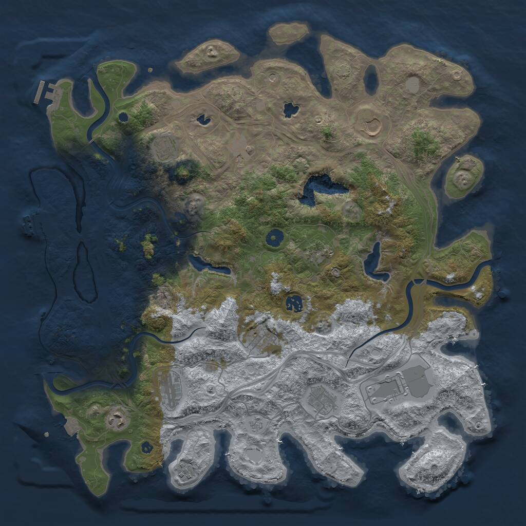 Rust Map: Procedural Map, Size: 4500, Seed: 731800590, 17 Monuments